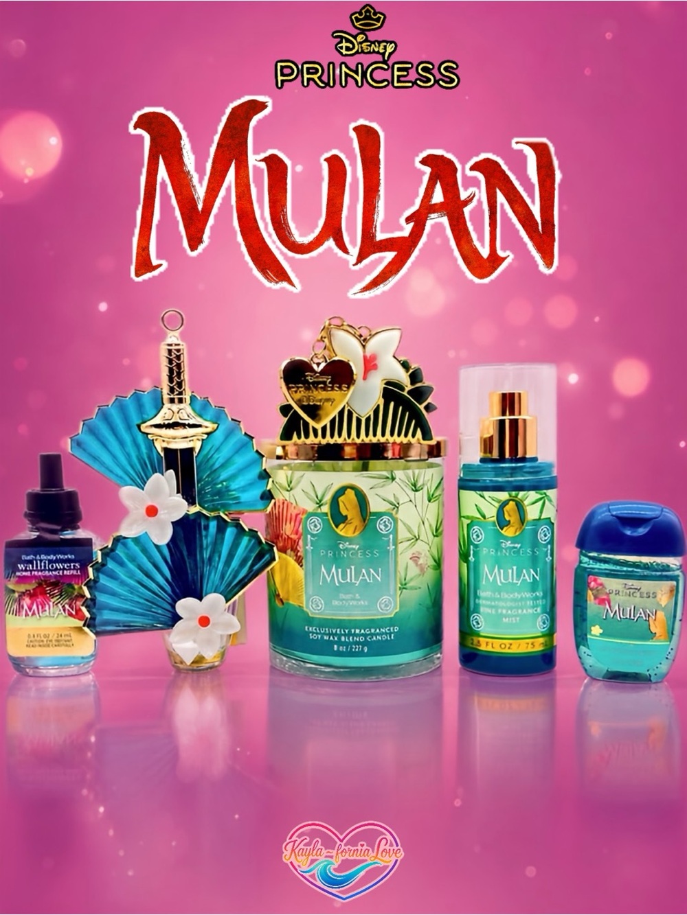 BBW Disney Princess Mulan Collection PocketBac Holder Candle Mist Gift Set